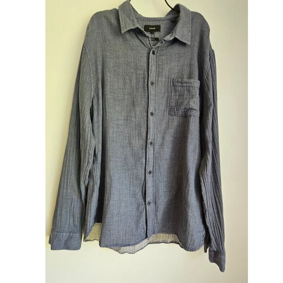 Vince Long Sleeve Blue Button Down Shirt Heather Coastal 100% Cotton Retail $228 - Picture 4 of 13